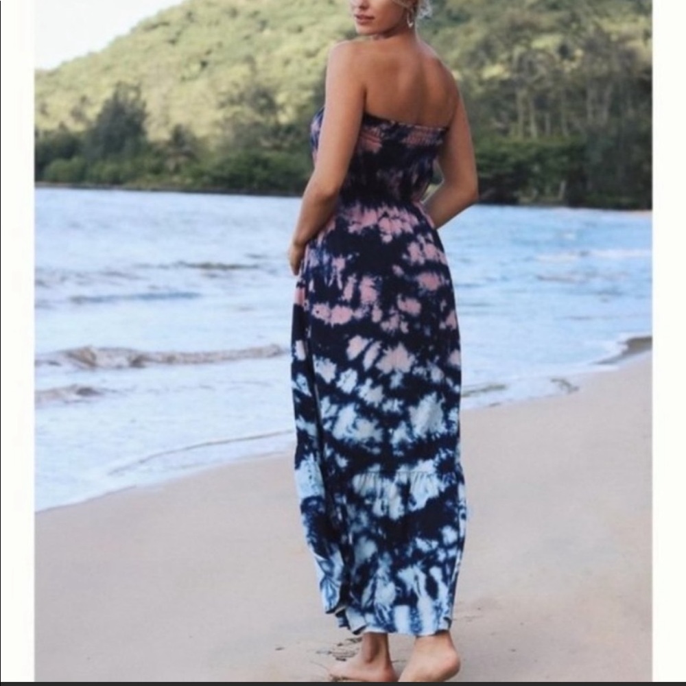 Anthropologie Casual Tie Dye Strapless Dress